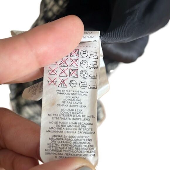 MNG Mango Check Tweed Wool Blend Double Breasted Coat Black & Off White Small - Picture 8 of 9